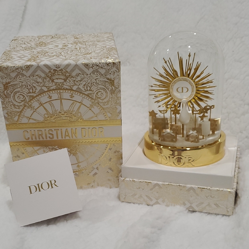 Christian Dior Gold and White Decorative Snow Globe / Holiday 2024